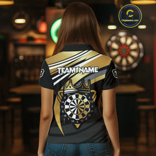 Load image into Gallery viewer, Black And Gold Dartboard Crown Darts Shirt For Women Custom Darts Sport Jersey Team Polo &amp; 1/4 Zip TDM4793