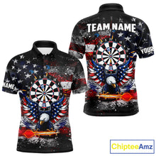 Load image into Gallery viewer, Personalized Dartboard Eagle American Flag Darts Shirt For Men, Patriotic Darts Team Jersey TDM5225