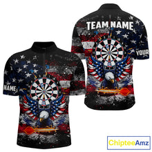 Load image into Gallery viewer, Personalized Dartboard Eagle American Flag Darts Shirt For Men, Patriotic Darts Team Jersey TDM5225