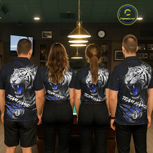 Load image into Gallery viewer, Personalized Tiger 8 Ball Pool Billiard Shirt For Women, Billiard Team Jersey Polo &amp; 1/4 Zip |Blue TDM5496