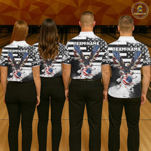 Load image into Gallery viewer, Custom Bowling Shirts For Women, Grunge Eagle American Flag Bowling Jersey Team Polo &amp; 1/4 Zip TDM6545