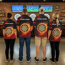 Load image into Gallery viewer, Red Flaming Dartboard Fire Darts Shirt For Men Custom Darts Jersey Team Polo &amp; Quarter Zip TDM5501