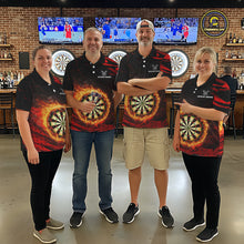 Load image into Gallery viewer, Red Flaming Dartboard Fire Darts Shirt For Men Custom Darts Jersey Team Polo &amp; Quarter Zip TDM5501