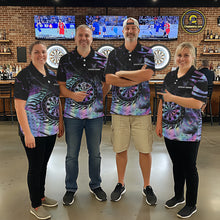 Load image into Gallery viewer, Holographic Flaming Dartboard Custom Darts Shirt For Men, Darts Jersey Team Polo &amp; 1/4 Zip TDM5502