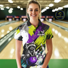 Load image into Gallery viewer, Custom Funny Raccoon Bowling Jersey For Women Custom Bowling Team Shirts Polo &amp; 1/4 Zip, Bowling Gifts TDM6571