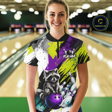 Load image into Gallery viewer, Custom Funny Raccoon Bowling Jersey For Women Custom Bowling Team Shirts Polo &amp; 1/4 Zip, Bowling Gifts TDM6571