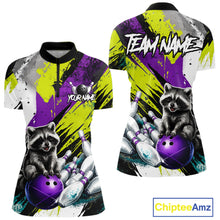 Load image into Gallery viewer, Custom Funny Raccoon Bowling Jersey For Women Custom Bowling Team Shirts Polo &amp; 1/4 Zip, Bowling Gifts TDM6571