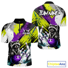 Load image into Gallery viewer, Custom Funny Raccoon Bowling Jersey For Men Custom Bowling Team Shirts Polo &amp; 1/4 Zip, Bowling Gifts TDM6571