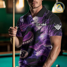 Load image into Gallery viewer, Purple Thunder Lightning Cobra Snake 8 Ball Billiard Shirt For Men Custom Pool Team League Jersey TDM4838