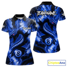 Load image into Gallery viewer, Blue 8 Ball Thunder Lightning Cobra Snake Billiard Shirt For Women Custom Billiard League Pool Jersey TDM4839