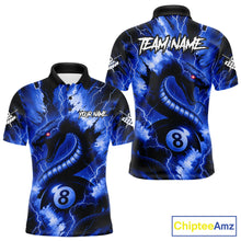 Load image into Gallery viewer, Blue 8 Ball Thunder Lightning Cobra Snake Billiard Shirt For Men Custom Billiard League Pool Jersey TDM4839