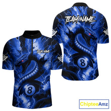 Load image into Gallery viewer, Blue 8 Ball Thunder Lightning Cobra Snake Billiard Shirt For Men Custom Billiard League Pool Jersey TDM4839