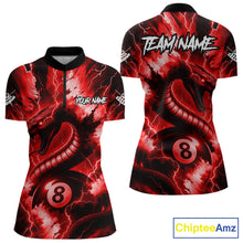 Load image into Gallery viewer, Red 8 Ball Thunder Lightning Cobra Snake Billiard Shirt For Women Custom Billiard League Pool Jersey TDM4840