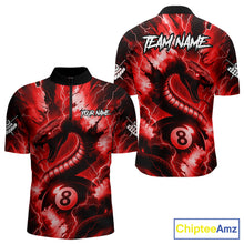 Load image into Gallery viewer, Red 8 Ball Thunder Lightning Cobra Snake Billiard Shirt For Men Custom Billiard League Pool Jersey TDM4840