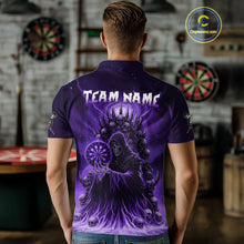 Load image into Gallery viewer, Personalized Purple Grim Reaper Darts Jersey For Men Custom Skull Darts Team Polo &amp; Quarter Zip  TDM5059