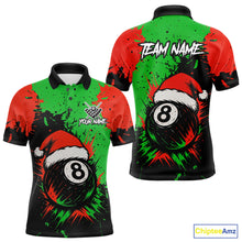 Load image into Gallery viewer, Green &amp; Red Splash Santa Christmas 8 Ball Billiard Shirt For Men Custom Xmas Gift For Pool Player TDM4846
