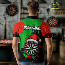 Load image into Gallery viewer, Funny Green And Red Splash Santa Christmas Darts Shirt For Men Custom Xmas Gifts Darts Jersey TDM4847
