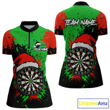 Load image into Gallery viewer, Funny Green And Red Splash Santa Christmas Darts Shirt For Women Custom Xmas Gifts Darts Jersey TDM4847