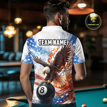Load image into Gallery viewer, American Flag Eagle 8 Ball Billiard Shirt For Men Custom Patriotic Pool Team Jersey Polo &amp; 1/4 Zip TDM6156