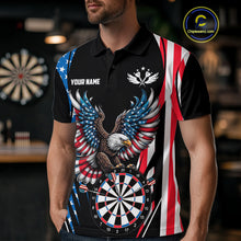 Load image into Gallery viewer, Personalized American Flag Eagle Patriotic Darts Shirt For Men Custom Darts Jersey Polo &amp; 1/4 Zip TDM4859