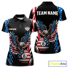 Load image into Gallery viewer, Personalized American Flag Eagle Patriotic Billiard Shirt For Women Custom 8 Ball Pool Team Jersey TDM4860