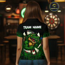 Load image into Gallery viewer, Black And Green Funny Alligator Darts Shirt For Women Custom Darts Jersey Team Polo &amp; 1/4 Zip TDM4877