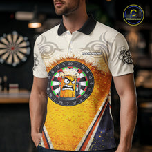 Load image into Gallery viewer, Funny Yellow Angry Beer Darts Shirt For Men Custom Darts Jersey Team Polo &amp; Quarter Zip TDM5569