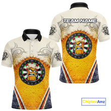 Load image into Gallery viewer, Funny Yellow Angry Beer Darts Shirt For Men Custom Darts Jersey Team Polo &amp; Quarter Zip TDM5569