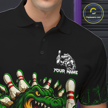 Load image into Gallery viewer, Black And Green Funny Alligator Bowling Shirt For Men Custom Bowling Jersey Team Polo &amp; 1/4 Zip TDM5818