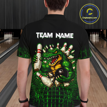 Load image into Gallery viewer, Black And Green Funny Alligator Bowling Shirt For Men Custom Bowling Jersey Team Polo &amp; 1/4 Zip TDM5818