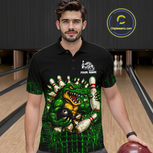 Load image into Gallery viewer, Black And Green Funny Alligator Bowling Shirt For Men Custom Bowling Jersey Team Polo &amp; 1/4 Zip TDM5818
