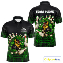 Load image into Gallery viewer, Black And Green Funny Alligator Bowling Shirt For Men Custom Bowling Jersey Team Polo &amp; 1/4 Zip TDM5818