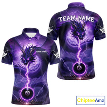 Load image into Gallery viewer, Purple 8 Ball Lightning Dragon Billiard Jersey For Men Custom Pool Team Shirt Polo &amp; 1/4 Zip TDM5114