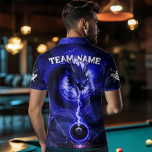 Load image into Gallery viewer, Blue 8 Ball Lightning Dragon Billiard Jersey For Men Custom Pool Team Shirt Polo &amp; 1/4 Zip TDM5115