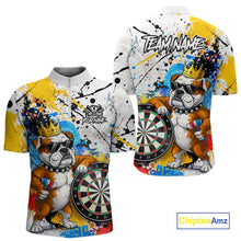 Load image into Gallery viewer, Funny Bulldog Colorful Darts Shirt For Men Custom Darts Jersey Team Polo &amp; 1/4 Zip, Darts Gifts TDM5838