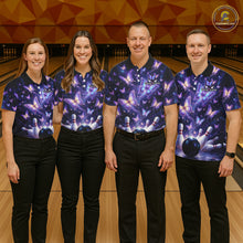 Load image into Gallery viewer, Custom Purple Butterfly Bowling Shirt For Women, Glowing Bowling Team Jersey Polo &amp; 1/4 Zip TDM6225