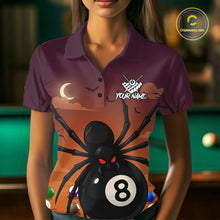 Load image into Gallery viewer, Orange Funny Spider Pool Balls Billiard Shirt For Women Custom 8 Ball Halloween Billiard Apparel TDM4927