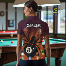 Load image into Gallery viewer, Orange Funny Spider Pool Balls Billiard Shirt For Women Custom 8 Ball Halloween Billiard Apparel TDM4927