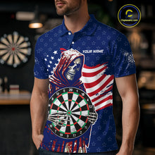 Load image into Gallery viewer, American Flag Grim Reaper Darts Shirt For Men Custom Patriotic Darts Jersey Team Polo &amp; 1/4 Zip TDM5148