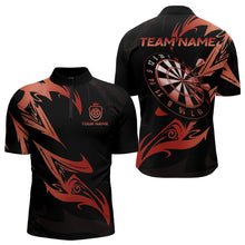 Load image into Gallery viewer, Black And Red Dartboard Tribal Darts Polo &amp; 1/4 Zip Custom Darts Shirt For Men, Darts Team Jersey TDM5367