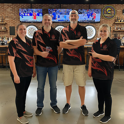 Black And Red Dartboard Tribal Darts Polo & 1/4 Zip Custom Darts Shirt For Women, Darts Team Jersey TDM5367