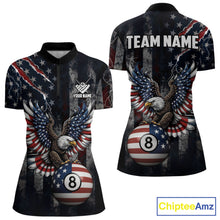 Load image into Gallery viewer, Grunge American Flag Eagle Patriotic Billiard Shirt For Women Custom 8 Ball Pool Team Jersey TDM5379