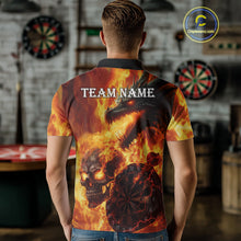 Load image into Gallery viewer, Personalized Orange Flaming Dragon And Skull Darts Shirt For Men Custom 3D Fire Darts Team Jersey TDM4958