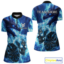 Load image into Gallery viewer, Personalized Blue Flaming Dragon And Skull Darts Shirt For Women Custom 3D Fire Darts Team Jersey TDM4960