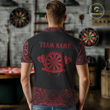 Load image into Gallery viewer, Black And Red Custom Tribal Darts Shirt For Men, Personalized Darts Jersey Team Polo &amp; Quarter Zip TDM5391