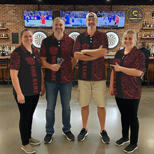 Load image into Gallery viewer, Black And Red Custom Tribal Darts Shirt For Men, Personalized Darts Jersey Team Polo &amp; Quarter Zip TDM5391