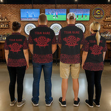 Load image into Gallery viewer, Black And Red Custom Tribal Darts Shirt For Men, Personalized Darts Jersey Team Polo &amp; Quarter Zip TDM5391
