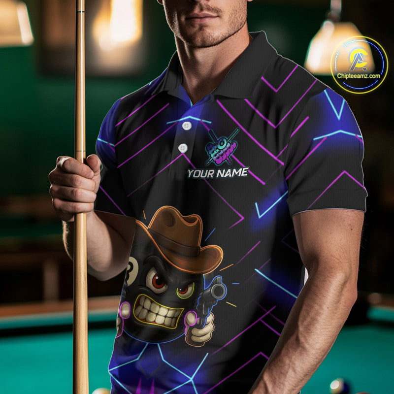 Funny Neon 8 Ball Pool Billiard Shirt For Men Custom Billiard Team Jersey Polo & 1/4 Zip TDM5405