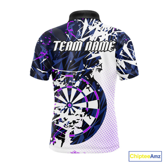 Personalized Paint Splash Darts Shirt For Men Custom Darts Jersey Team Polo & 1/4 Zip |Purple TDM6064