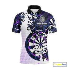 Load image into Gallery viewer, Personalized Paint Splash Darts Shirt For Men Custom Darts Jersey Team Polo &amp; 1/4 Zip |Purple TDM6064